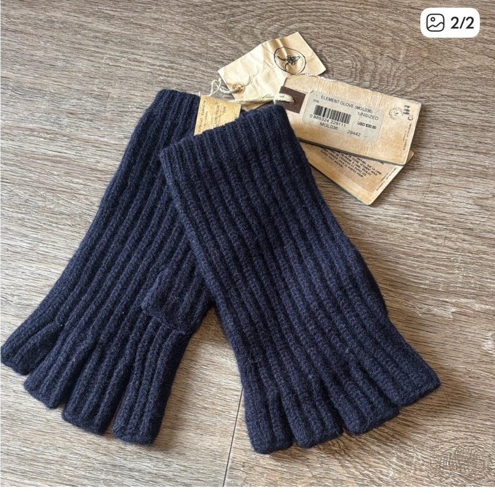 All Saints navy Ribbed Knit Gloves